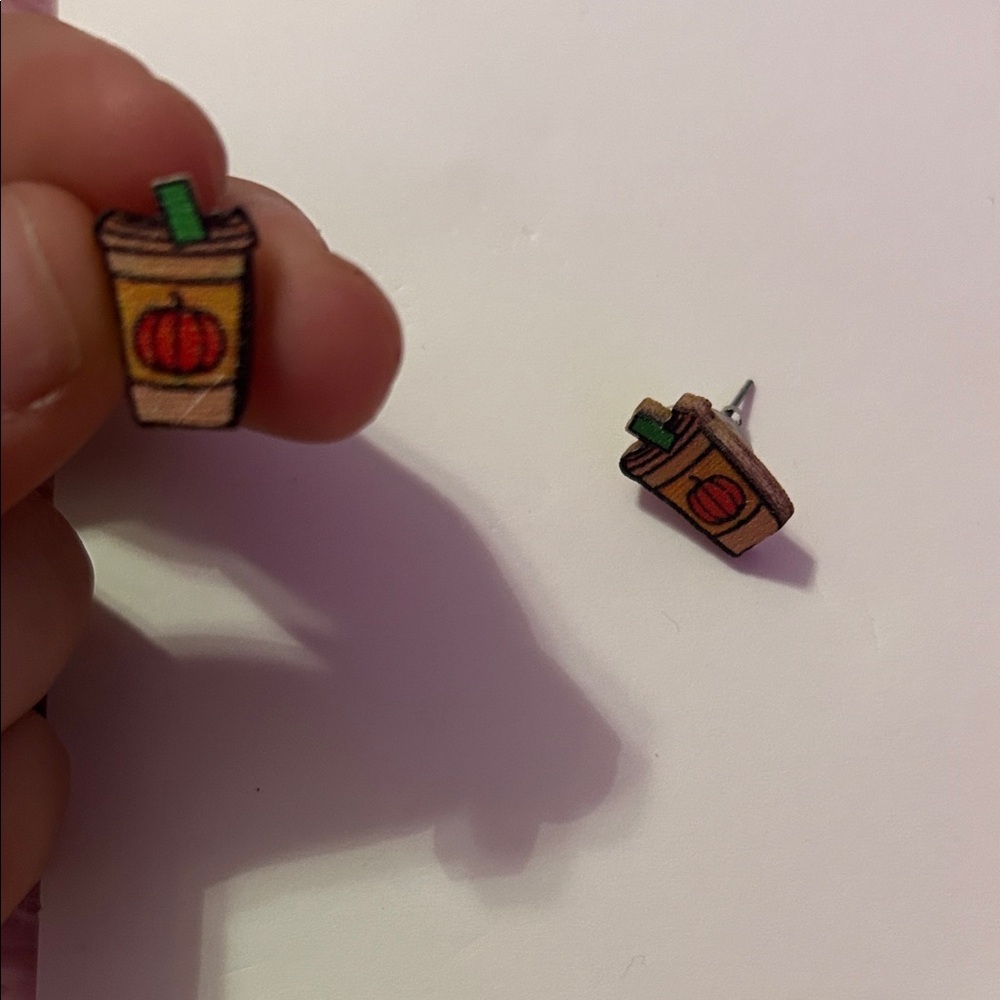Pumpkin Drink Stud Earrings